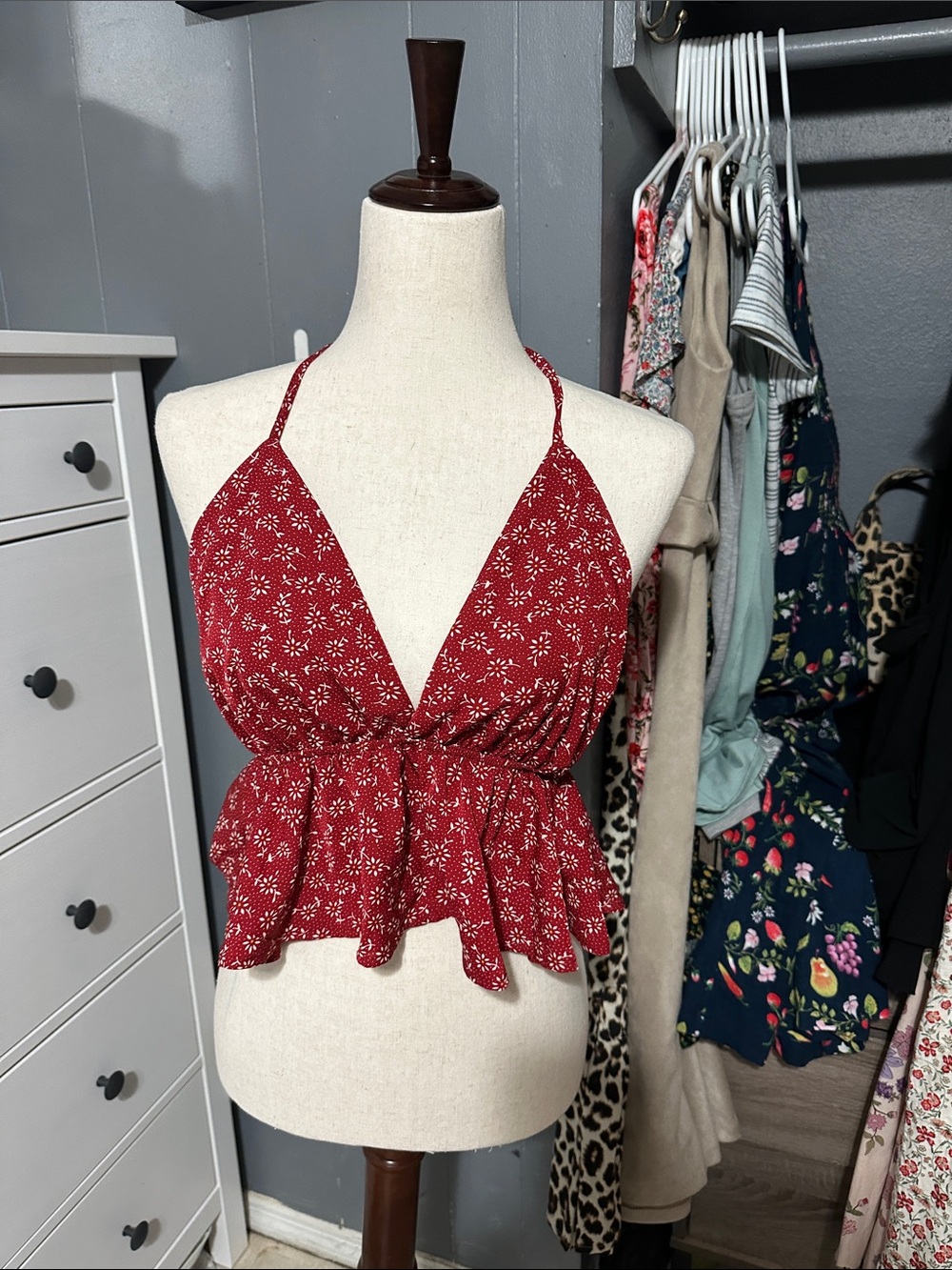2 SHEIN Halter Peplum Crop Tops